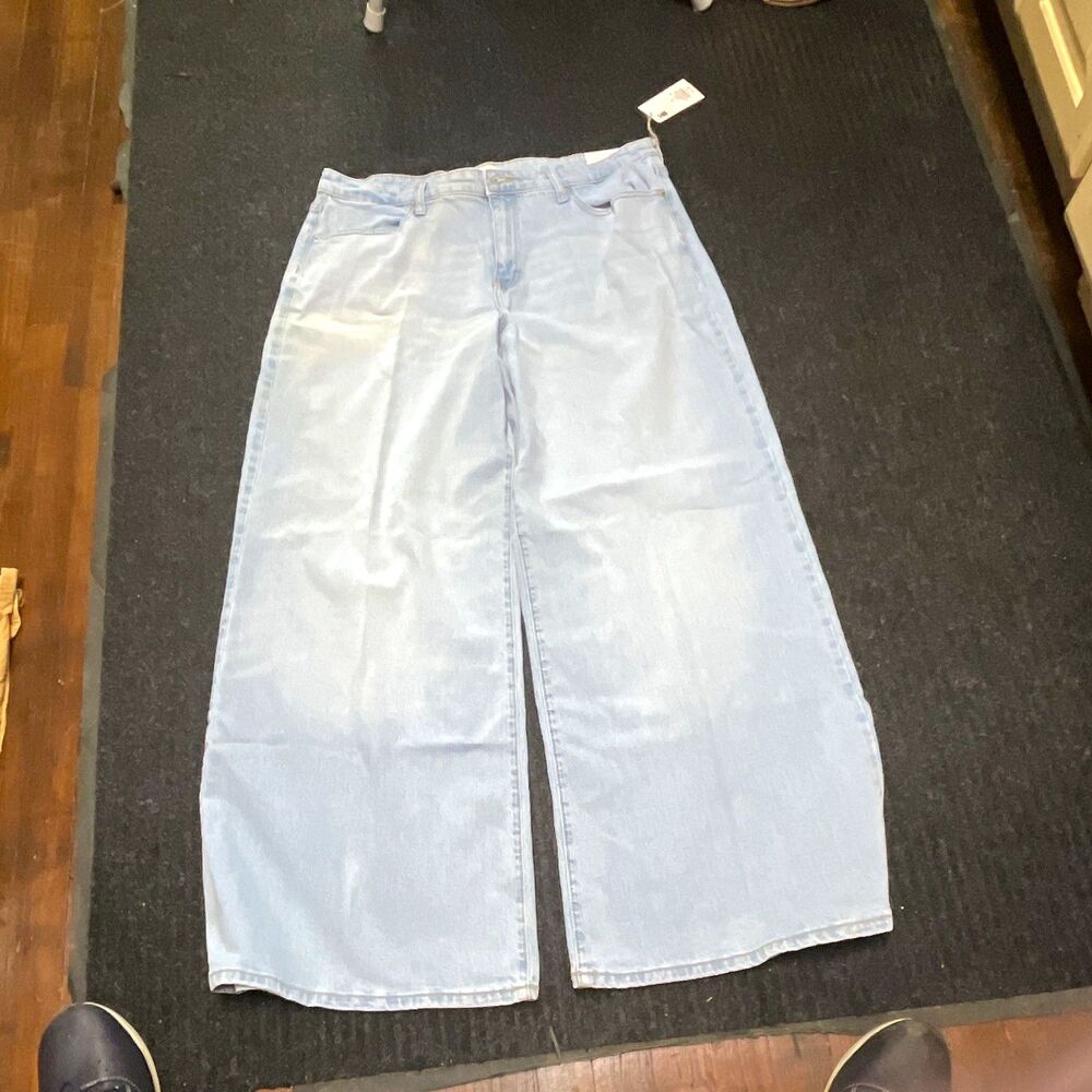 A New Day Womens Wide-Leg High Rise Light Wash Denim Jeans Blue Size 16